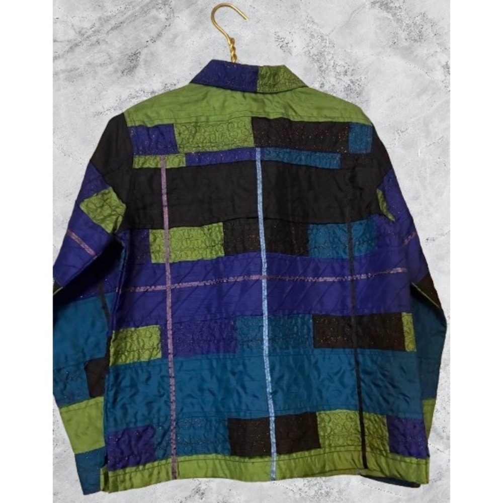 Clothes Patchwork Quilted Jacket Womens Small Blu… - image 2
